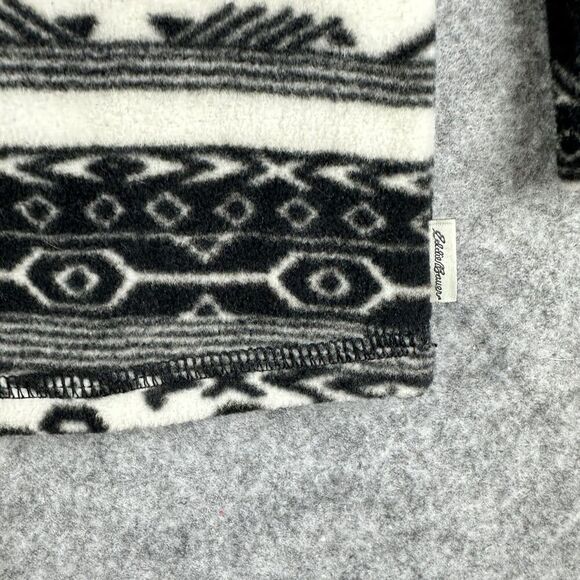Eddie Bauer Fleece Pullover Sweater Top Womens M Black Western Aztec 1/4 Zip - Picture 5 of 13